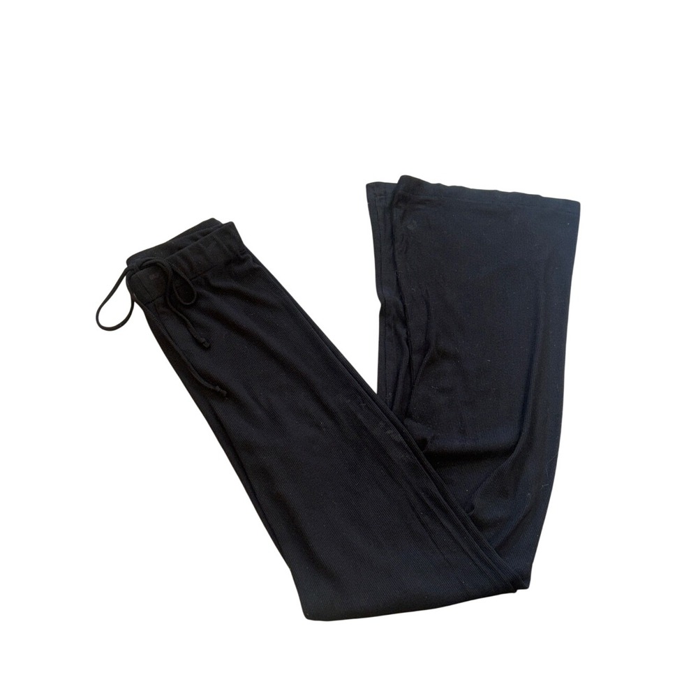 Skims Black Wide-Leg Knit Pull-On Pants Sz XXS modal ribbed viral blogger
